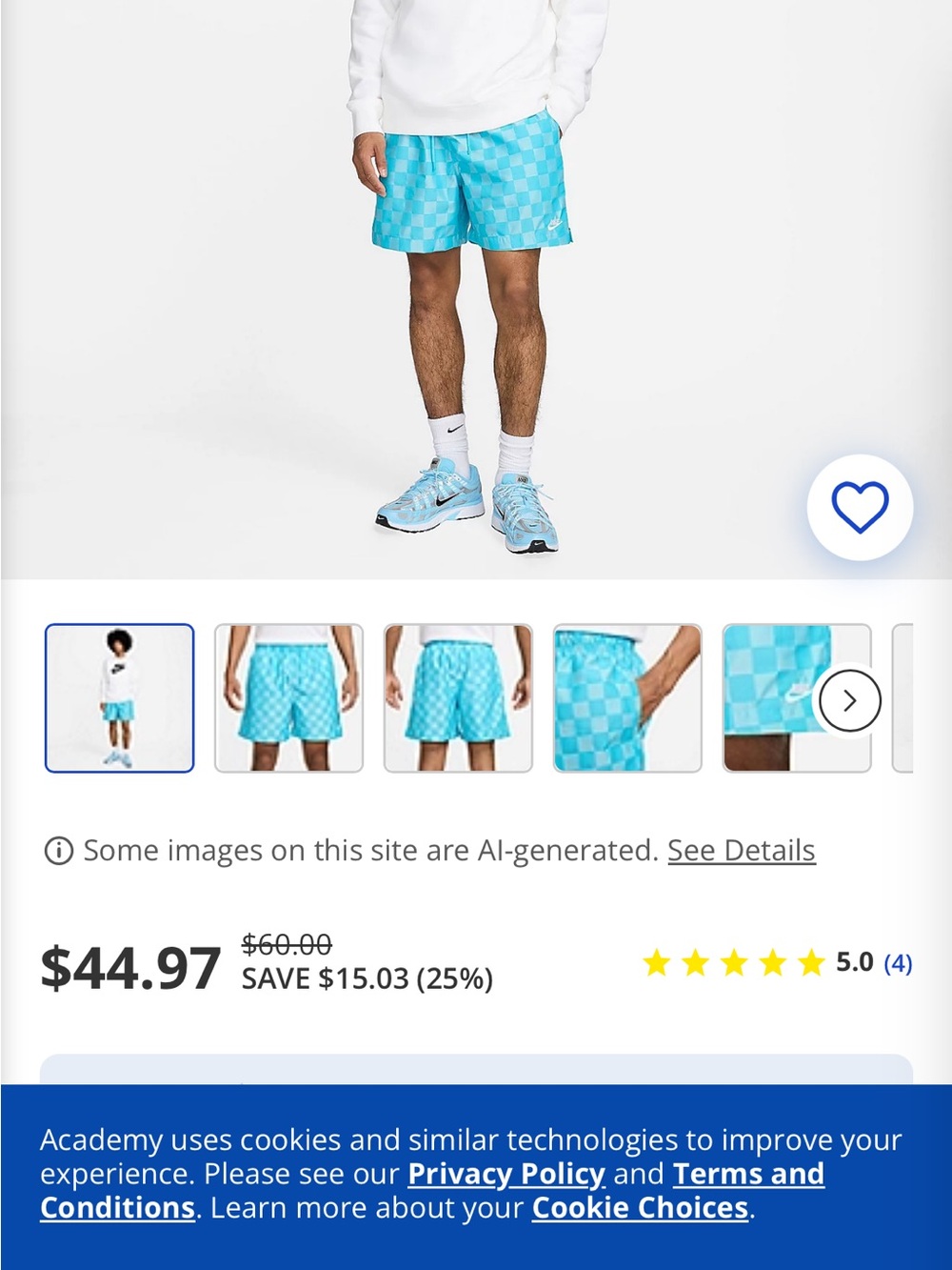 Nike Men’s Turquoise Checkerboard Swim Shorts